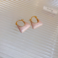 Elegant Retro Style Handbag Design Enamel Hoop Earrings