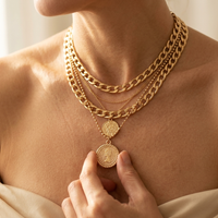 Layered Chain Necklace With Interlocking Rings