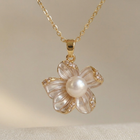 French Enamel Zirconia Flower Pendant Necklace