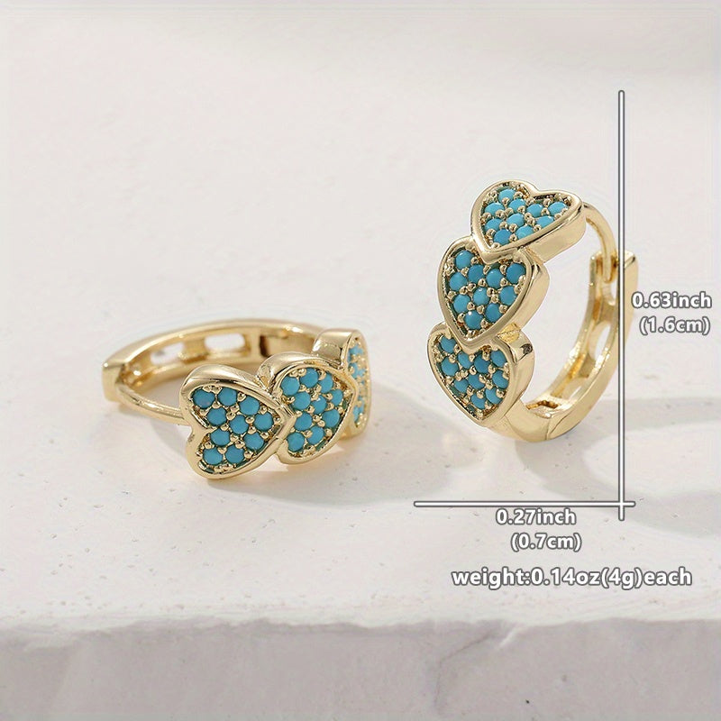 Elegant Turquoise Heart Shaped Design Hoop Earrings