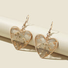 Elegant Flower Design Heart Charm Drop Earrings