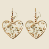 Elegant Flower Design Heart Charm Drop Earrings