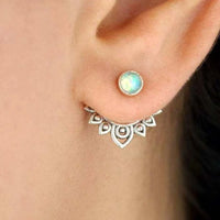 Vintage Turquoise Sunburst Stud Hoop Earring
