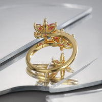 Elegant Vintage Design Cubic Zirconia Ruby Flower Wrap Ring Ring