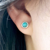 Vintage Turquoise Sunburst Stud Hoop Earring