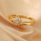 Classic  Gold Plated Cubic Zirconia Flower Decor Ring
