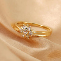 Classic  Gold Plated Cubic Zirconia Flower Decor Ring