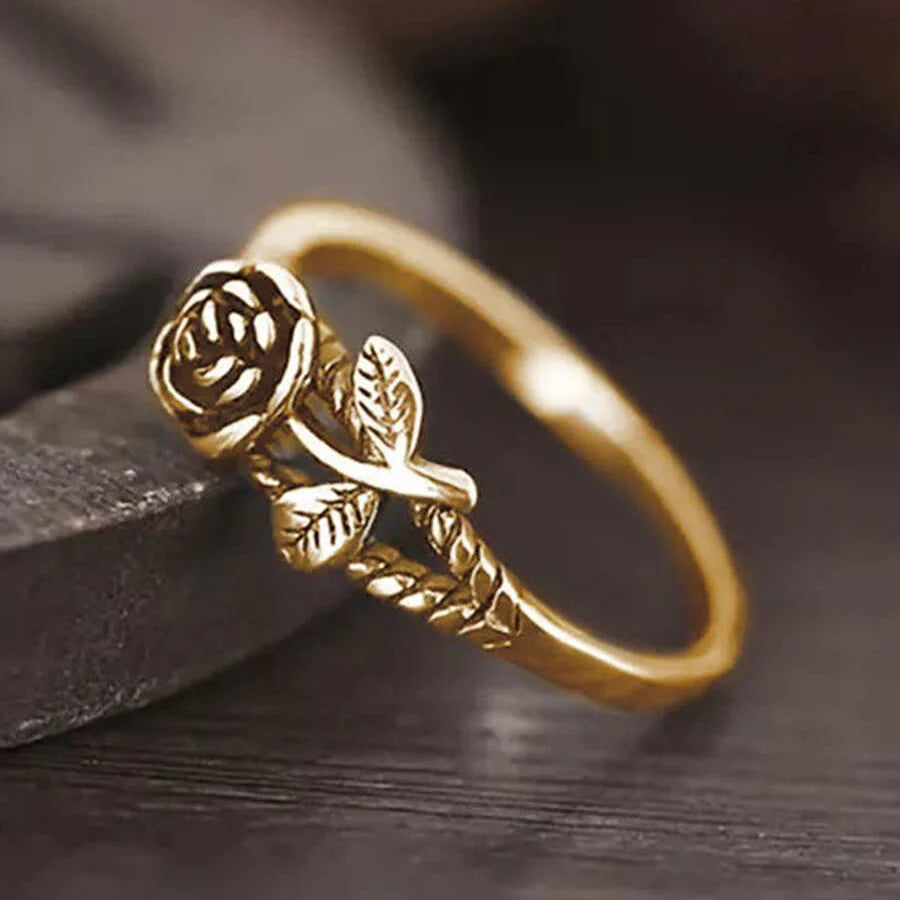Elegant Retro Style Rose Flower Ring