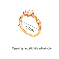 Elegant Adjustable Zirconia Flower Leaf Open Ring