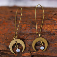 Vintage Bohemian Style Distressed Moon Shaped Design Dangle Earrings