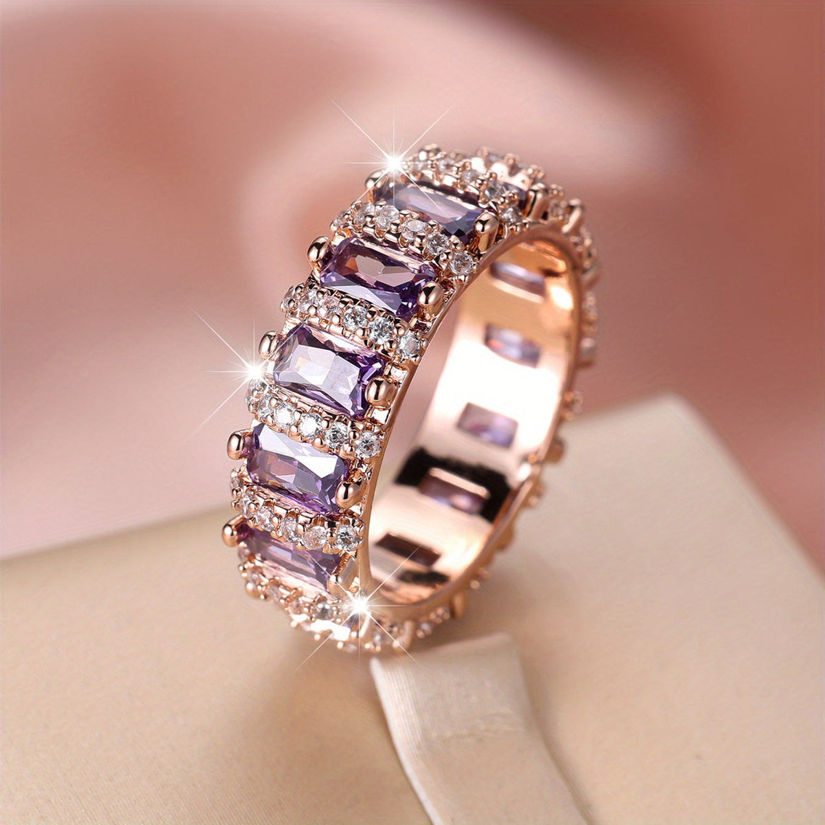 Vintage Palace Style Full Circle Purple Zirconia Ring