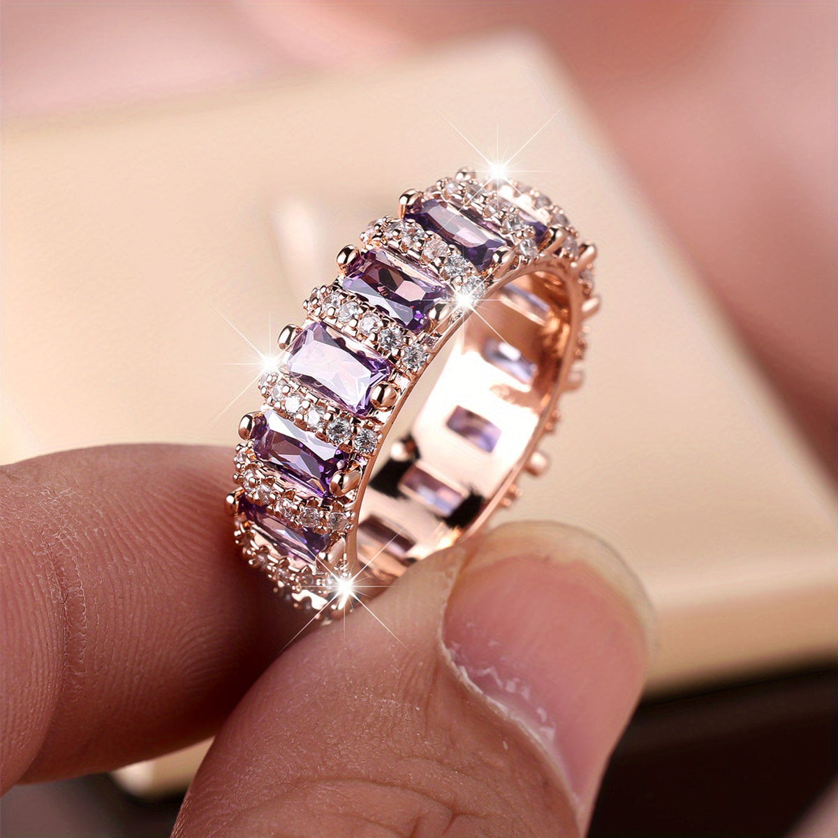 Vintage Palace Style Full Circle Purple Zirconia Ring