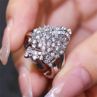 Elegant Sparkling Floral Design Zirconia Diamond Ring
