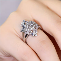 Elegant Sparkling Floral Design Zirconia Diamond Ring