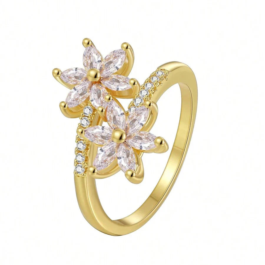 Elegant Vintage Design Cubic Zirconia Ruby Flower Wrap Ring Ring
