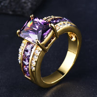 Elegant Vintage Style Rectangular Purple Zirconia Ring