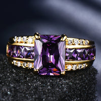 Elegant Vintage Style Rectangular Purple Zirconia Ring