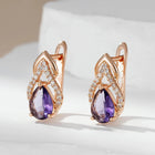 Vintage Gold Plated Purple Cubic Zirconia Drop Earrings