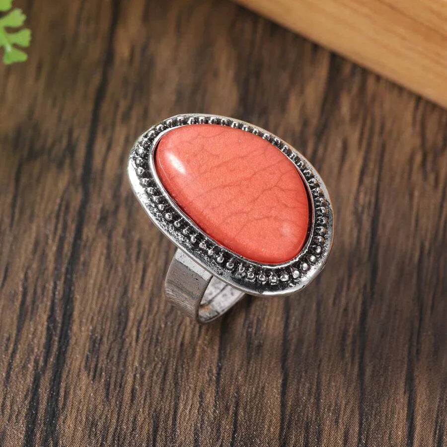 Vintage Elastic Adjustable Geometric Colorful Enamel Ring
