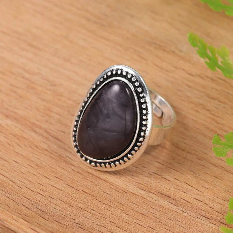 Vintage Elastic Adjustable Geometric Colorful Enamel Ring