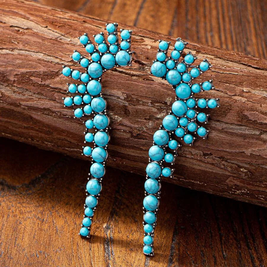 Classic Boho Western Style Turquoise Cluster Dangle Earrings