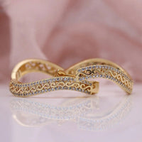 Vintage Opulent Circular Zirconia Inlaid Gold Plated Earrings