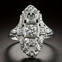 Vintage Diamond Inspired Silver Plated Ring