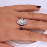 Vintage Diamond Inspired Silver Plated Ring