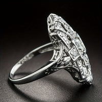 Vintage Diamond Inspired Silver Plated Ring