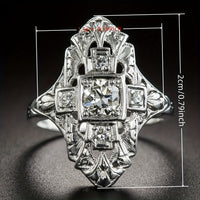 Vintage Diamond Inspired Silver Plated Ring