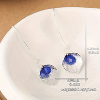 Elegant Blue Rhinestone Petal Drop Earrings