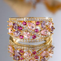 Classic Retro Style Water Drop Cut Cubic Zirconia Ring