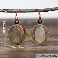 Vintage Distressed Bronze Tone Multi Layer Round Hoop Earrings