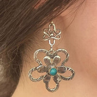 Vintage Bohemian Turquoise Flower Drop Earrings