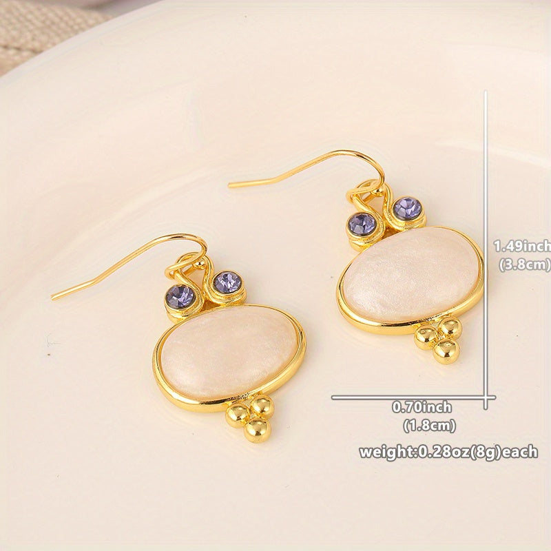 Elegant Retro Gold Plated Oval Dangle Earrings