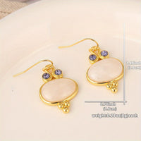 Elegant Retro Gold Plated Oval Dangle Earrings