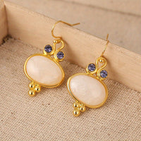 Elegant Retro Gold Plated Oval Dangle Earrings