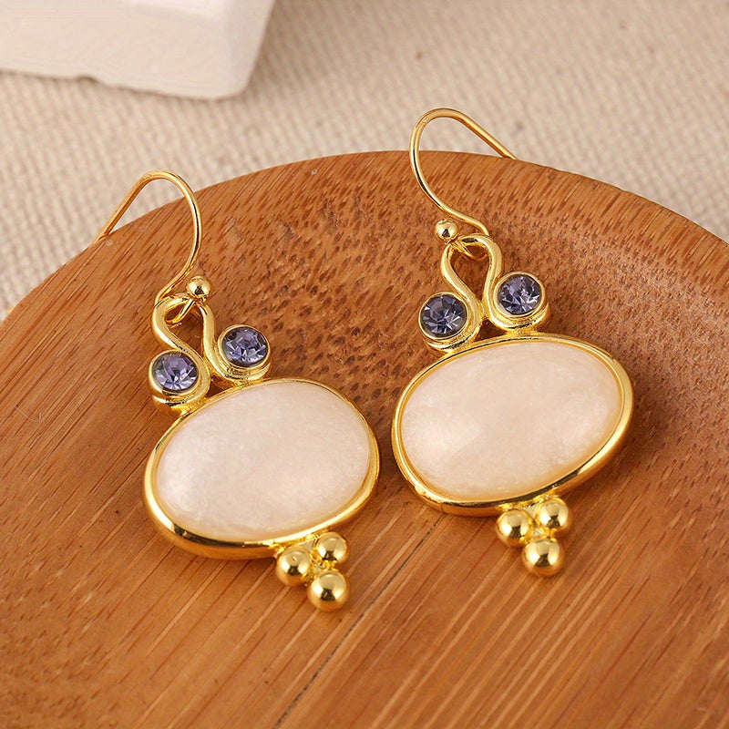 Elegant Retro Gold Plated Oval Dangle Earrings