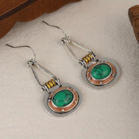Turquoise Mixed Metal Artisan Drop Earrings