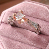 Elegant Silver Plated Zirconia Inlaid Two Tone Rose Flower Ring