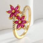 Elegant Vintage Design Cubic Zirconia Ruby Flower Wrap Ring Ring