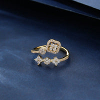 Elegant Classic Zirconia Inlaid Flower Mini Wrap Ring