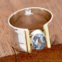 Elegant Retro Blue Cubic Zirconia Silver Plated Ring