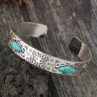 Vintage Bohemian Western Totem Engraved Inlaid Turquoise Bracelet