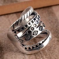 Vintage Bohemian Long Wrapped Around Silver Plated Ring