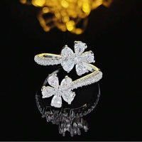 Elegant Adjustable Flower Cubic Zirconia Ring