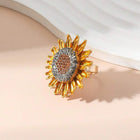 Vintage Style Cubic Zirconia Embellished Sunflower Ring