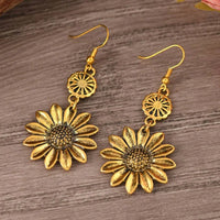 Vintage Bohemian Sunflower Pendant Earrings