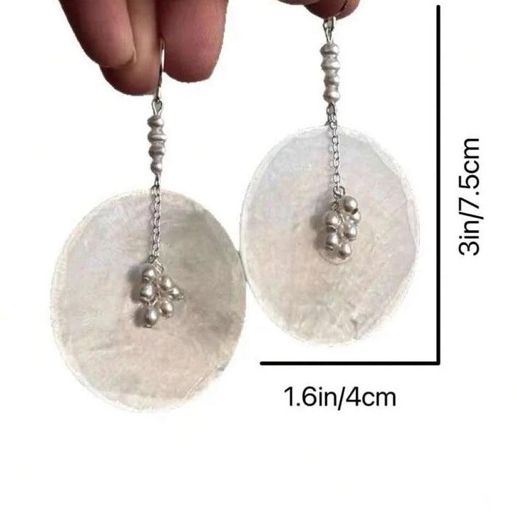 Minimalist Shell & Faux Pearl Drop Earrings
