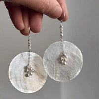 Minimalist Shell & Faux Pearl Drop Earrings